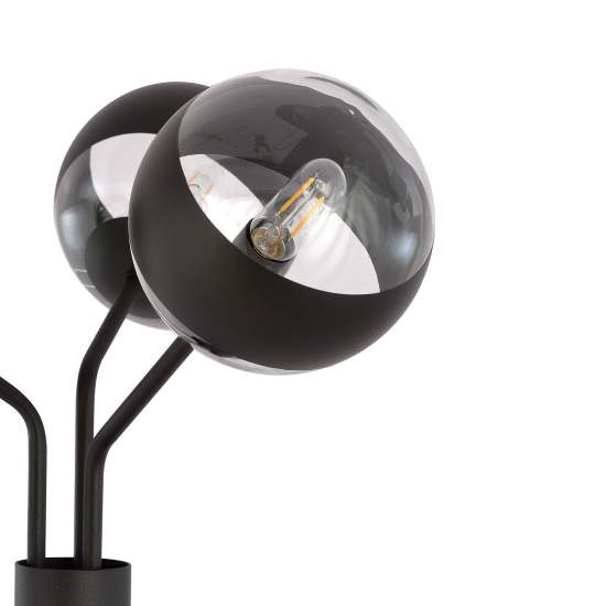 Piantana Moderno Orione Acciaio Nero Trasparente 3 Luci E14 Ip20 LA0112-EB-PT3-NR-TR