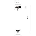 Piantana Moderno Orione Acciaio Nero Trasparente 3 Luci E14 Ip20 LA0112-EB-PT3-NR-TR