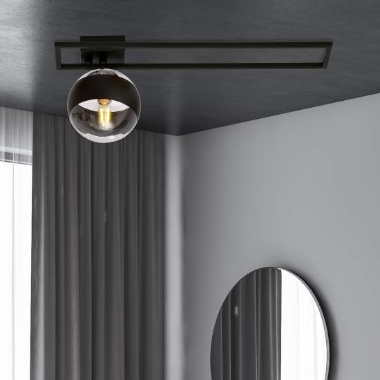 Plafoniera Moderna Andromeda Acciaio Nero 1 Luce E14 Ip20 LA0114-EB-PL1-NR-TR3