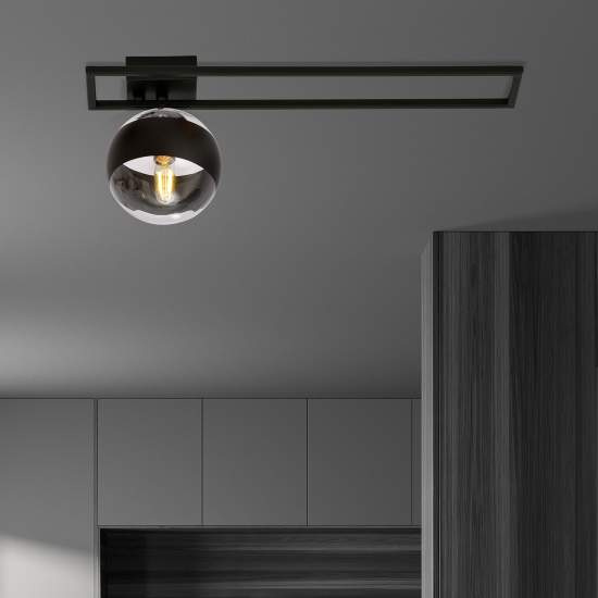 Plafoniera Moderna Andromeda Acciaio Nero 1 Luce E14 Ip20 LA0114-EB-PL1-NR-TR3