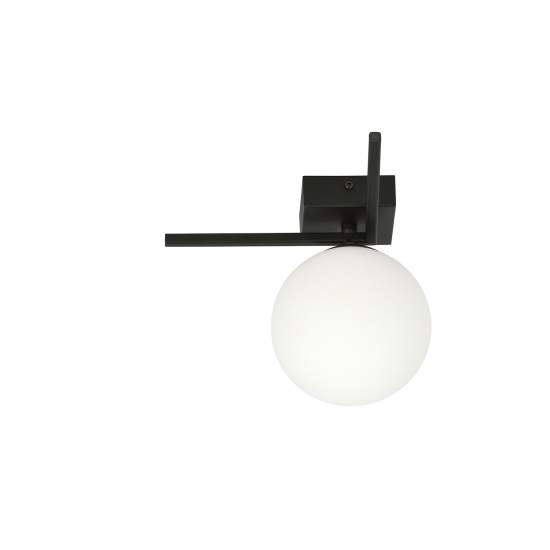 Plafoniera Moderna 1 Luce Andromeda 1130/1G In Acciaio Nero Vetro Opale LA0114-EB-PL1-NR7