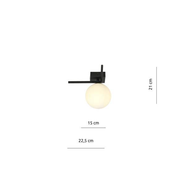 Plafoniera Moderna 1 Luce Andromeda 1130/1G In Acciaio Nero Vetro Opale LA0114-EB-PL1-NR7
