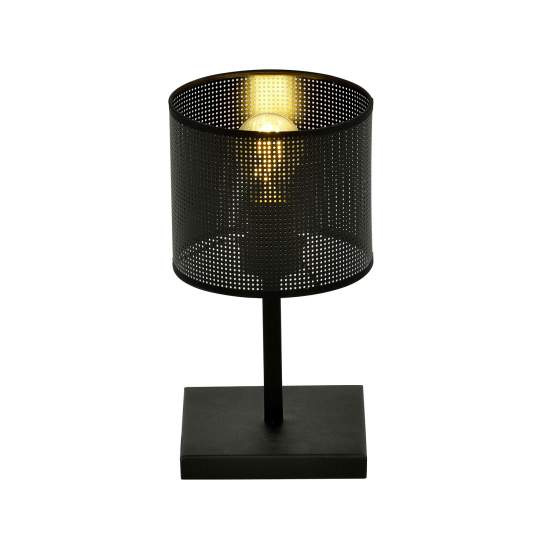 Lampada Da Tavolo Industrial 1 Luce Cigno In Acciaio Nero E Paralume A Cilindro LA0116-EB-LT1-NR