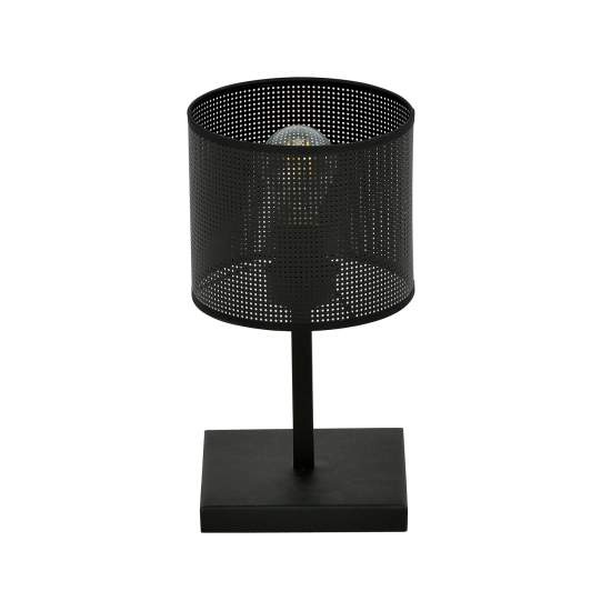 Lampada Da Tavolo Industrial 1 Luce Cigno In Acciaio Nero E Paralume A Cilindro LA0116-EB-LT1-NR