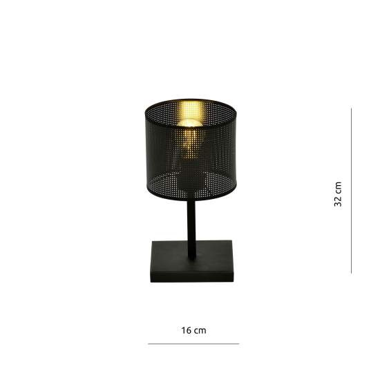 Lampada Da Tavolo Industrial 1 Luce Cigno In Acciaio Nero E Paralume A Cilindro LA0116-EB-LT1-NR