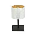 Lampada Da Tavolo 1 Luce Cigno In Acciaio Bianco E Paralume A Cilindro Oro LA0116-EB-LT1-NR-BI