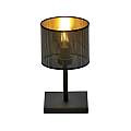 Lampada Da Tavolo 1 Luce Cigno In Acciaio Nero E Paralume A Cilindro Oro LA0116-EB-LT1-NR-OR