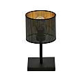 Lampada Da Tavolo 1 Luce Cigno In Acciaio Nero E Paralume A Cilindro Oro LA0116-EB-LT1-NR-OR