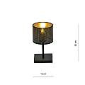 Lampada Da Tavolo 1 Luce Cigno In Acciaio Nero E Paralume A Cilindro Oro LA0116-EB-LT1-NR-OR
