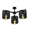 Plafoniera Industrial 3 Luci Cigno In Acciaio Nero E Paralumi A Cilindro LA0116-EB-PL3-NR