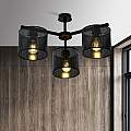 Plafoniera Industrial 3 Luci Cigno In Acciaio Nero E Paralumi A Cilindro LA0116-EB-PL3-NR