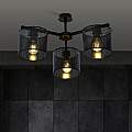 Plafoniera Industrial 3 Luci Cigno In Acciaio Nero E Paralumi A Cilindro LA0116-EB-PL3-NR