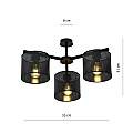 Plafoniera Industrial 3 Luci Cigno In Acciaio Nero E Paralumi A Cilindro LA0116-EB-PL3-NR