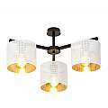 Plafoniera Industrial 3 Luci Cigno In Acciaio Bianco E Paralumi A Cilindro Oro LA0116-EB-PL3-NR-BI