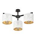 Plafoniera Industrial 3 Luci Cigno In Acciaio Bianco E Paralumi A Cilindro Oro LA0116-EB-PL3-NR-BI