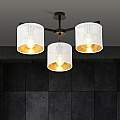 Plafoniera Industrial 3 Luci Cigno In Acciaio Bianco E Paralumi A Cilindro Oro LA0116-EB-PL3-NR-BI