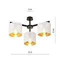 Plafoniera Industrial 3 Luci Cigno In Acciaio Bianco E Paralumi A Cilindro Oro LA0116-EB-PL3-NR-BI