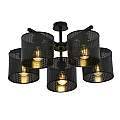 Plafoniera Industrial 5 Luci Cigno In Acciaio Nero E Paralumi A Cilindro LA0116-EB-PL5-NR