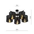 Plafoniera Industrial 5 Luci Cigno In Acciaio Nero E Paralumi A Cilindro LA0116-EB-PL5-NR