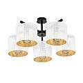 Plafoniera Industrial 5 Luci Cigno In Acciaio Bianco E Paralumi A Cilindro Oro LA0116-EB-PL5-NR-BI
