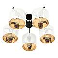 Plafoniera Industrial 5 Luci Cigno In Acciaio Bianco E Paralumi A Cilindro Oro LA0116-EB-PL5-NR-BI