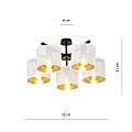 Plafoniera Industrial 5 Luci Cigno In Acciaio Bianco E Paralumi A Cilindro Oro LA0116-EB-PL5-NR-BI