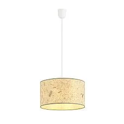 Sospensione Minimal 1 Luce Ladone Acciaio Bianco E Beige Effetto Sughero