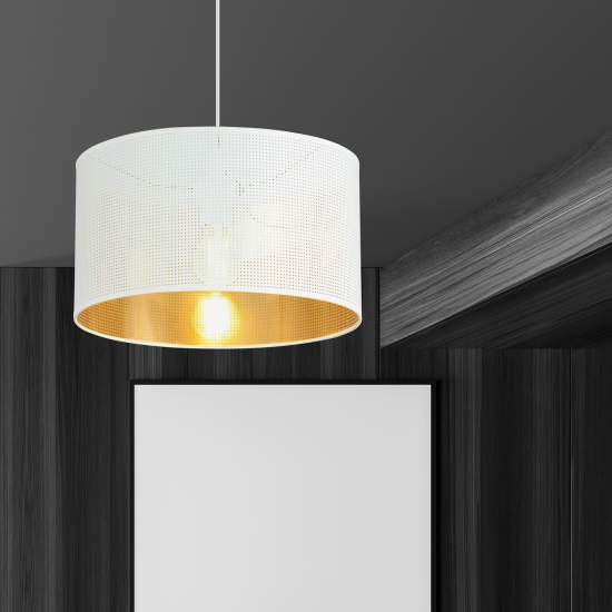Sospensione Minimal 1 Luce Drago In Acciaio Bianco E Oro LA0118-EB-1-NR-BI