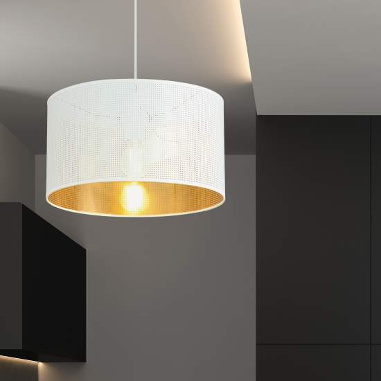 Sospensione Minimal 1 Luce Drago In Acciaio Bianco E Oro LA0118-EB-1-NR-BI
