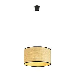 Sospensione Nordica 1 Luce Ladone In Acciaio Nero E Rattan