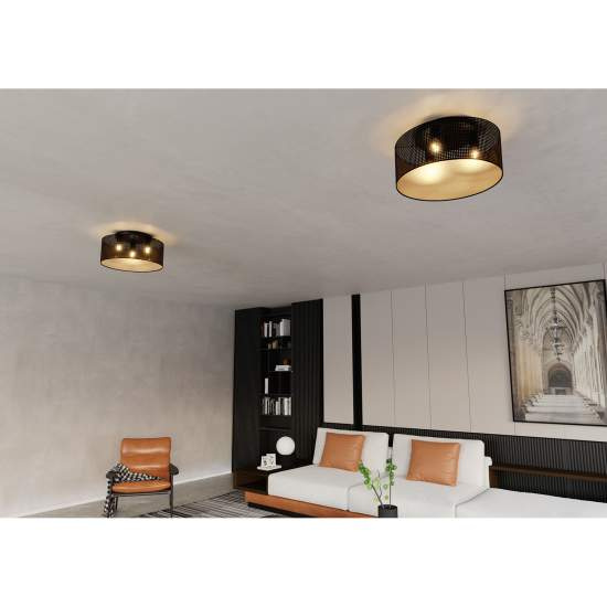Plafoniera Minimal 3 Luci Drago In Acciaio Nero E Oro LA0118-EB-PL3-NR-OR