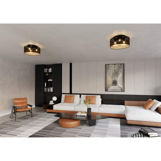Plafoniera Minimal 3 Luci Drago In Acciaio Nero E Oro LA0118-EB-PL3-NR-OR