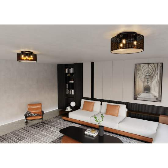 Plafoniera Minimal 3 Luci Drago In Acciaio Nero E Oro LA0118-EB-PL3-NR-OR