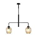 Lampadario Moderno 2 Luci Auriga In Accaio Nero E Vetro Ambra LA0119-EB-2-NR-AM