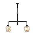Lampadario Moderno 2 Luci Auriga In Accaio Nero E Vetro Ambra LA0119-EB-2-NR-AM