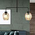Lampadario Moderno 2 Luci Auriga In Accaio Nero E Vetro Ambra LA0119-EB-2-NR-AM