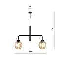 Lampadario Moderno 2 Luci Auriga In Accaio Nero E Vetro Ambra LA0119-EB-2-NR-AM