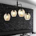 Lampadario Moderno 4 Luci Auriga In Accaio Nero E Vetro Ambra LA0119-EB-4-NR-AM