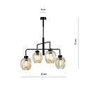 Lampadario Moderno 4 Luci Auriga In Accaio Nero E Vetro Ambra LA0119-EB-4-NR-AM