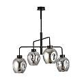 Lampadario Moderno 4 Luci Auriga In Accaio Nero E Vetro Fumè LA0119-EB-4-NR-GR