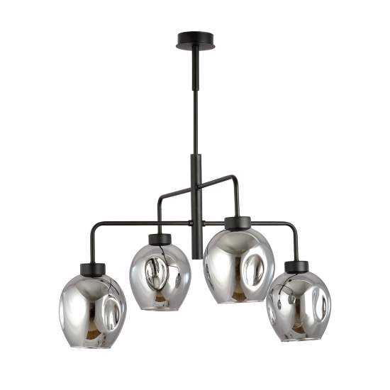 Lampadario Moderno 4 Luci Auriga In Accaio Nero E Vetro Fumè LA0119-EB-4-NR-GR