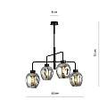 Lampadario Moderno 4 Luci Auriga In Accaio Nero E Vetro Fumè LA0119-EB-4-NR-GR