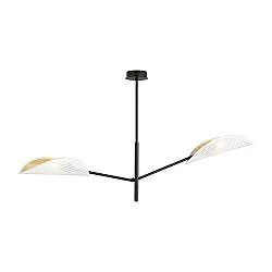 Lampadario 2 Luci Po In Acciao Nero E Bianco Oro Con Bracci Mobili