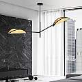 Lampadario 2 Luci Eridano In Acciao Nero E Rattan Con Bracci Mobili LA0120-EB-PL2-NR-MA
