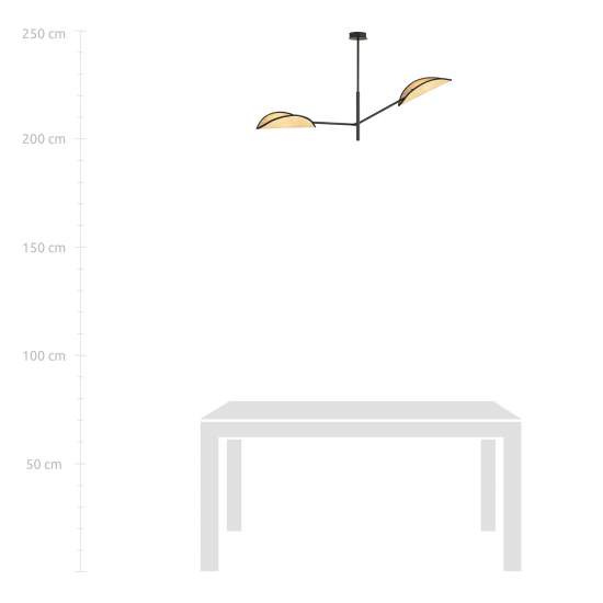 Lampadario 2 Luci Eridano In Acciao Nero E Rattan Con Bracci Mobili LA0120-EB-PL2-NR-MA