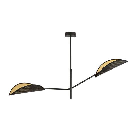 Lampadario 2 Luci Eridano In Acciao Nero E Oro Con Bracci Mobili LA0120-EB-PL2-NR-OR