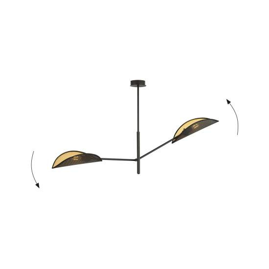 Lampadario 2 Luci Eridano In Acciao Nero E Oro Con Bracci Mobili LA0120-EB-PL2-NR-OR