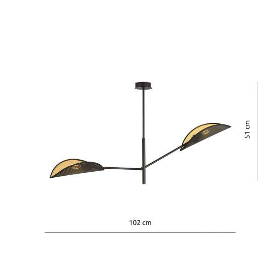 Lampadario 2 Luci Eridano In Acciao Nero E Oro Con Bracci Mobili LA0120-EB-PL2-NR-OR