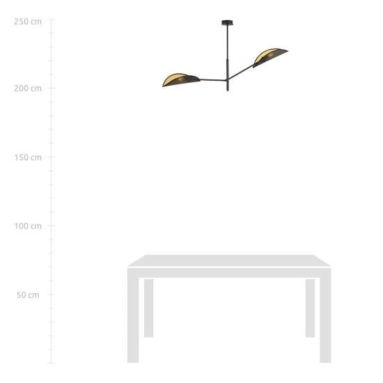 Lampadario 2 Luci Eridano In Acciao Nero E Oro Con Bracci Mobili LA0120-EB-PL2-NR-OR