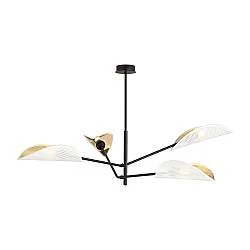 Lampadario 4 Luci Po In Acciao Nero E Bianco Oro Con Bracci Mobili